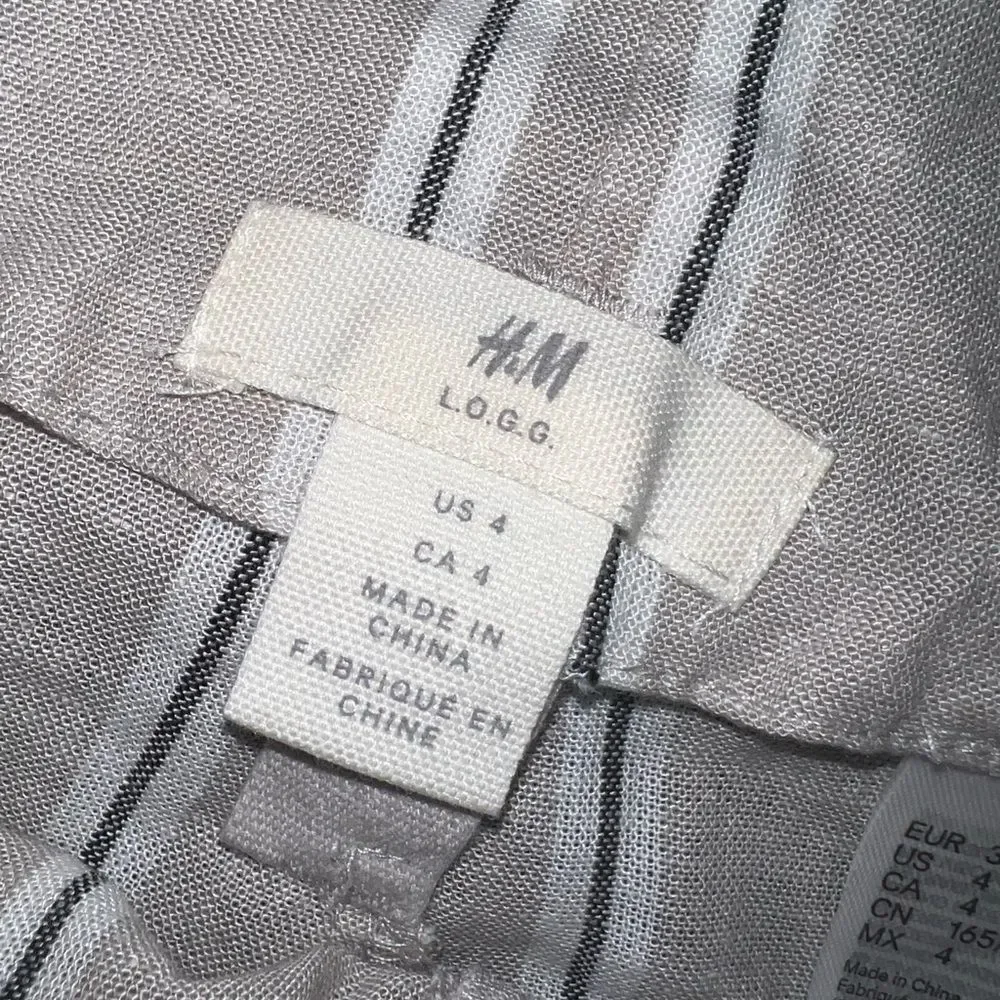 H&M LOGG Linen Blend Striped Cuffed Hem Pants Size 4 EUC